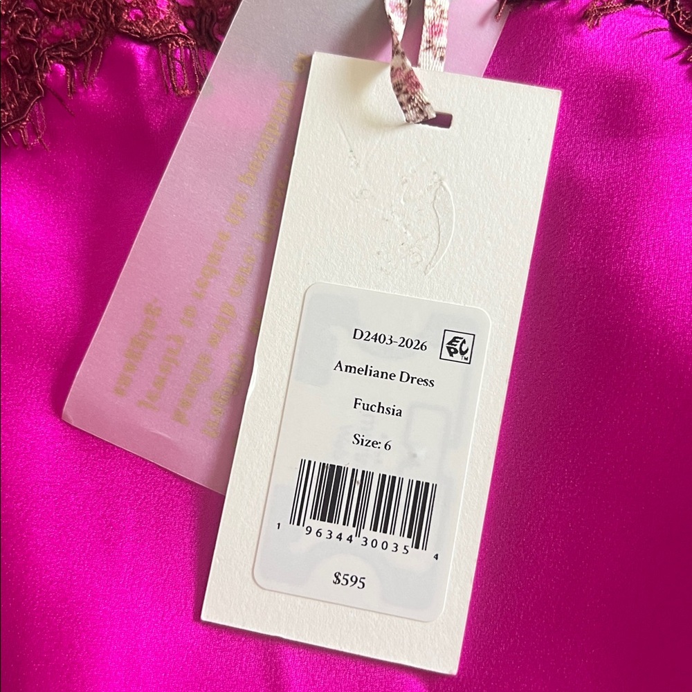 LoveShackFancy Fuchsia and Black Lace Slip Dress - Picture 6 of 6